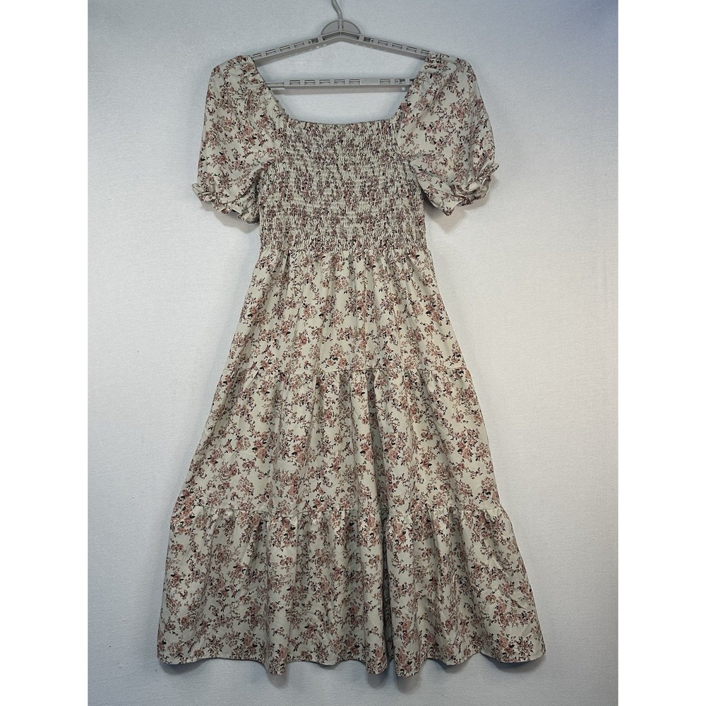 SHEIN Midi Dress Floral Women's XL Cottagecore Prairie Off Shoulder Casual
